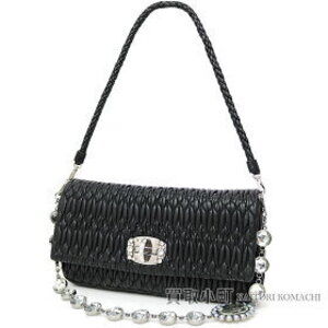 Miu Miu Nappa Crystal Nero Lambskin Bejeweled Chain Pochette Rhinestones FVJ